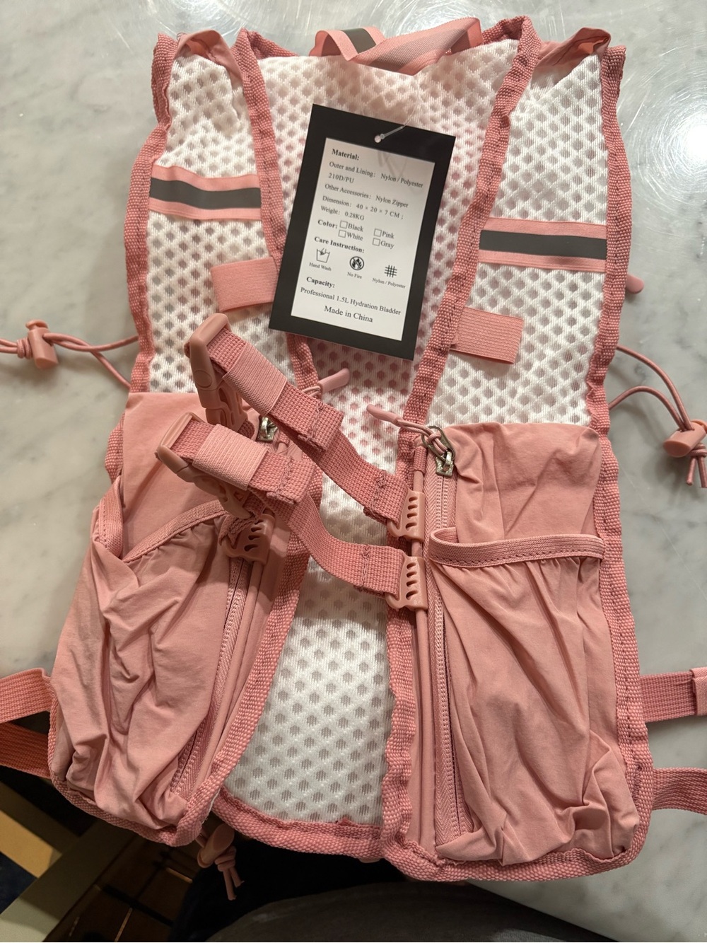 Pink Women's Hydration Vest with Front Storage Pockets